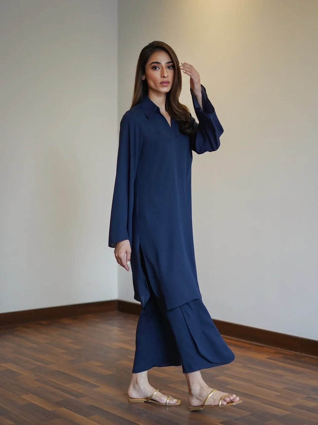 Navy Oak Tunic with Tulip Pants - Noora Women