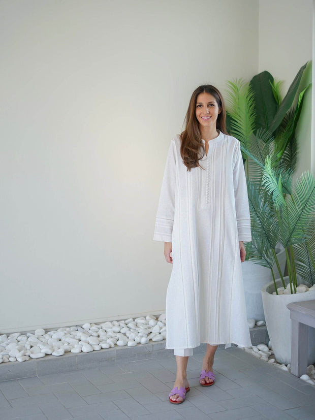 Jasmeen - White Classic Pleated Set - Noora Women